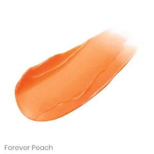 Peach-colored makeup swatch on white background labeled Forever Peach