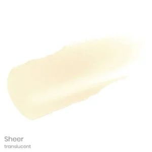 Pale sheer beige paint swatch on a white background, labeled 'Sheer translucent'.