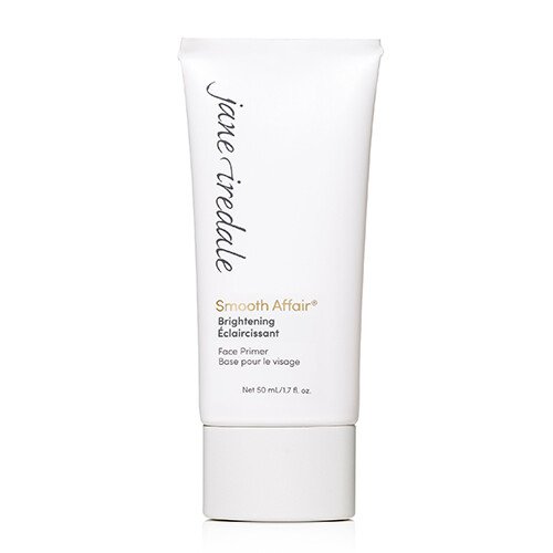 2911950430jpg – Damara Luxury Spa Vancouver White tube of Jane Iredale Smooth Affair Brightening Face Primer with cursive logo, standing upright.