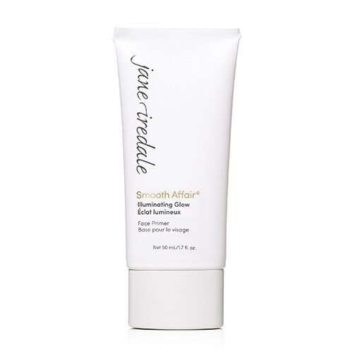 2912015586jpg – Damara Luxury Spa Vancouver Jane Iredale Smooth Affair Illuminating Glow Face Primer tube, white with black script logo, standing upright (50 ml).