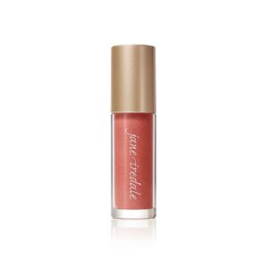 Lip gloss bottle in coral shade with a metallic gold cap and brand script along the tube (Jane Iredale).