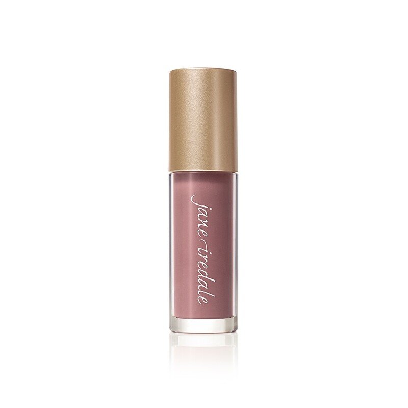 3154468901jpg – Damara Luxury Spa Vancouver Liquid lipstick in mauve-pink with a gold cap and clear tube showing the brand script on the side, standing upright on a white background.