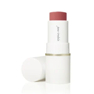 White lipstick tube with pink product exposed, branding visible on the side (Jane Iredale).