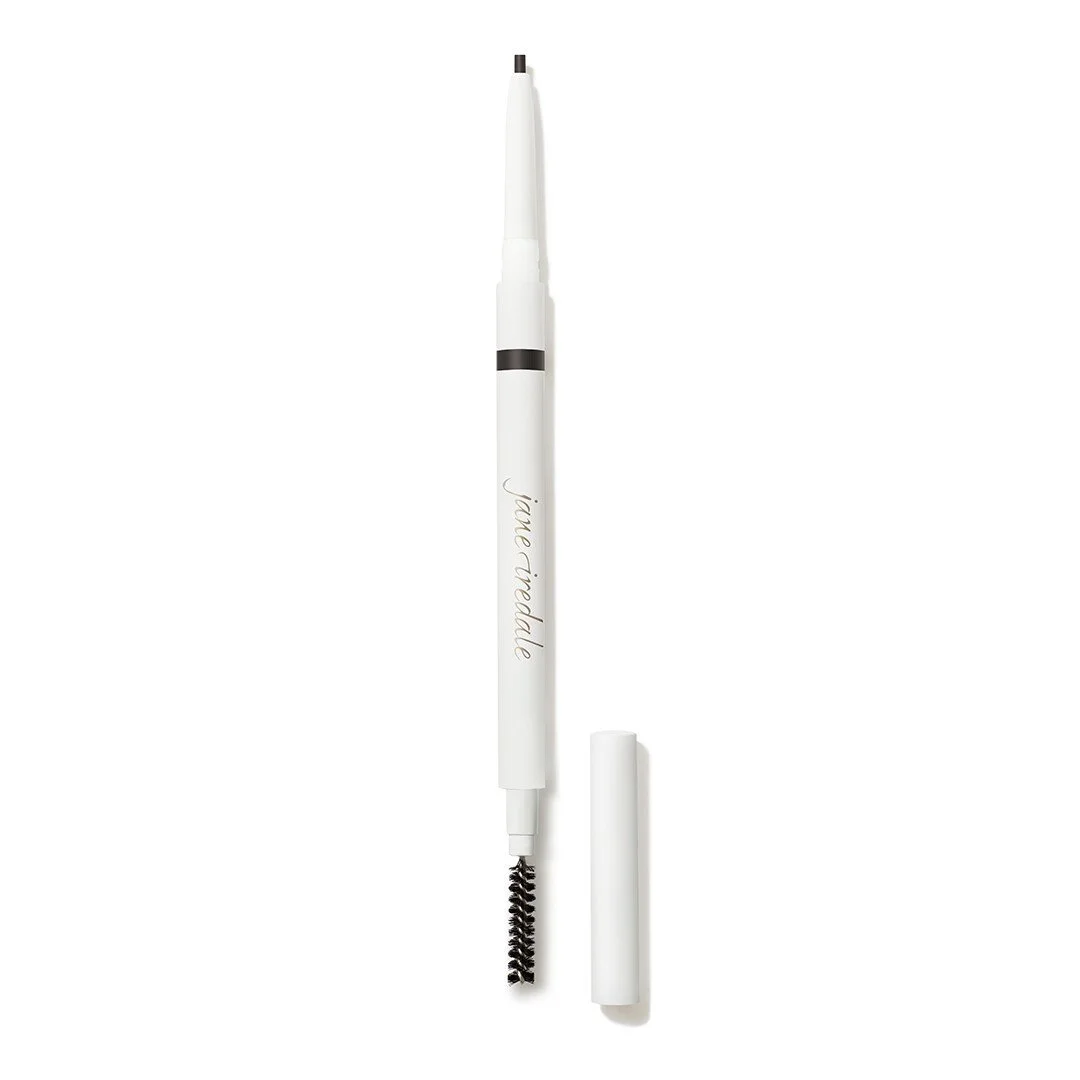 3281788406webp – Damara Luxury Spa Vancouver White retractable eyebrow pencil with a small spoolie brush at the end and cap removed.