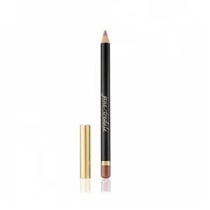 Black lip liner pencil with gold cap removed, lying beside the pencil; the tip is a pink nude shade.