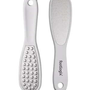 Pair of textured shoe insoles with one showing a dotted grip surface and holes for attachment, likely footbeds for footwear.