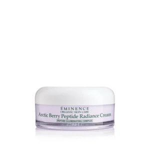 ÉMINENCE Arctic Berry Peptide Radiance Cream jar on a white background with a lavender label and white lid (60 ml).