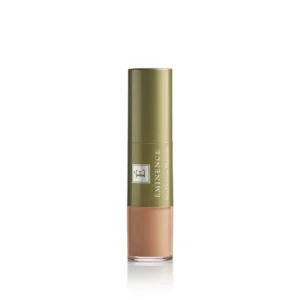Lipstick tube with an olive-green cap and beige base; label reads Eminence Sun Defense Minerals on the side.