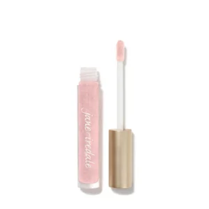 Two lip gloss tubes in pink and nude shades, with wands extended against a white background (cosmetic product photo).