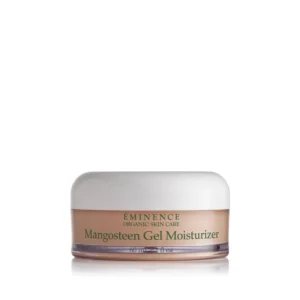 eminence-eminence-mangosteen-gel-moisturizer-38647005839590 – Damara Luxury Spa Vancouver Jar of Eminence Mangosteen Gel Moisturizer with white cap, peach-tinted container, label shows 'Mangosteen Gel Moisturizer'