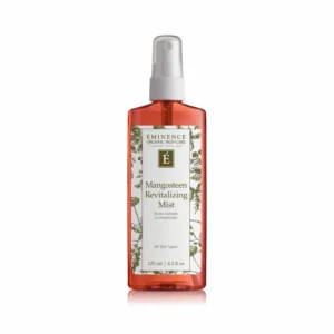 eminence-eminence-mangosteen-revitalizing-mist-38136480137446 – Damara Luxury Spa Vancouver Bottle of Eminence Mangosteen Revitalizing Mist in amber-red spray bottle with white label and cap, shown upright on white background.